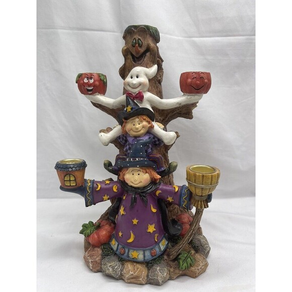 Halloween Decor Candelabra Ghost Witch Pumpkin Tree - Picture 1 of 16